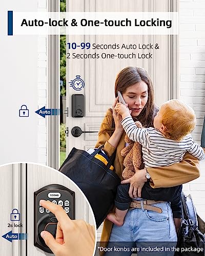 TEEHO TE002L Fingerprint Door Lock with 2 Lever Handles, Keyless Entry Deadbolt with Handle Set, Electronic Keypad Deadbolt for Front Door, Auto Lock and 1 Touch Locking, Oil Rubbed Bronze - image 3