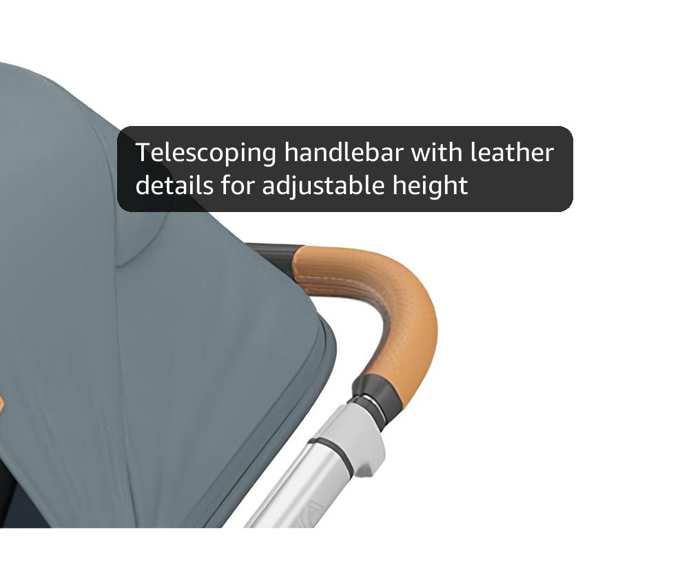 UPPAbaby Vista V3 Stroller - Full-Size Single-to-Double Stroller System - Toddler Seat, Bug Shield, Rain Shield, and Storage Bag Included - Callum (Stone Blue/Silver Frame/Sand Leather)