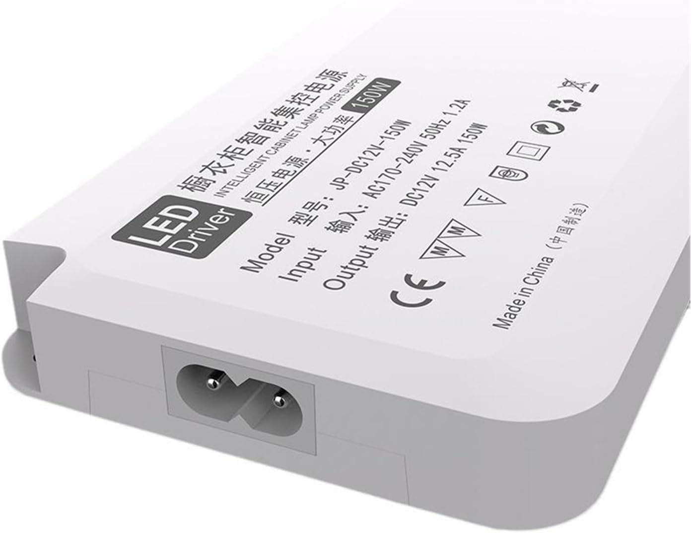 LED Wardrobe Cabinet Light Dedicated Power Supply 150W Constant Voltage Ballast 12V dimming Drive Power Transformer(150W Left Negative)