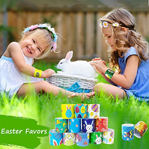 Sunpround 100Pcs Easter Slap Bracelets, Easter Basket Stuffers, Egg Fillers Gifts For Kids Toddler Boys, Easter Egg Hunt Event, Party Favors, Classroom Prizes, School Supplies #TOP4