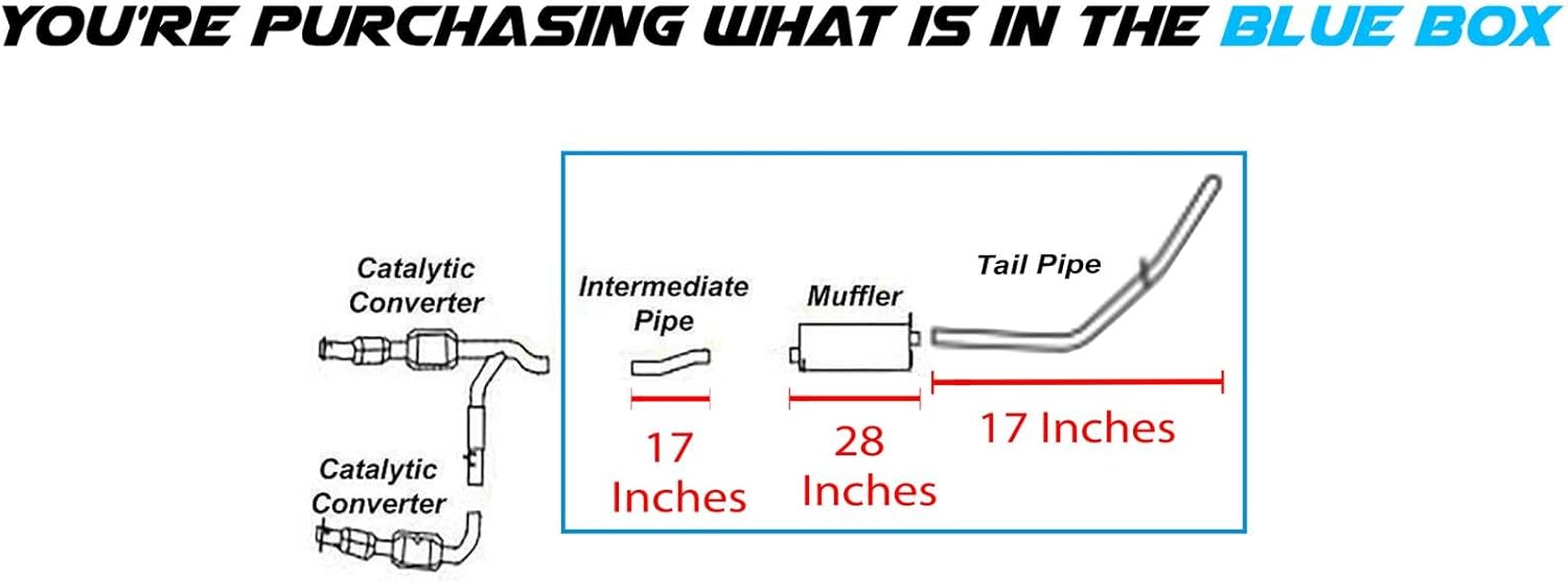 Northeastern Exhaust | Direct Muffler, Tail Pipe and Intermediate Pipe Exhaust System Kit Compatible for Ford Expedition 1999-2001 5.4L | Free Gaskets Included