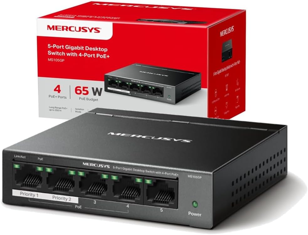 Switch PoE Gigabit para alimentar camaras de seguridad