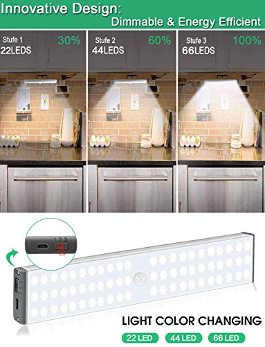 LED-Closet-Light-Motion-Activated-30-LED-Under-Cabinet-Lights-Rechargeable-with-Remote-ControlStick-on-Anywhere-Wireless-Motion-Sensor-Lights-for-Hallway-Cabinet-Stairway-Wardrobe-Kitchen-3-Pack