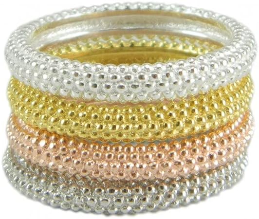 PAOLO SABA Sardinian Wedding Ring Consisting of 4 Rhodium-Plated Silver Rings Rose Gold, Silver