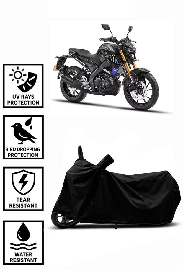 Image of Sheild Heavy Duty Waterproof Scooty & Bike Cover for Yamaha Mt 15 - UV Resistant, Dustproof & Rain Protection, All-Weather Outdoor Cover for Bikes & Scooty with Buckle Straps(Black)