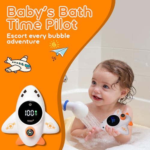Image of Baby Bath Thermometer - Digital Floating Water Thermometer with LED Display & Color Temperature Alerts, Rechargeable Bath Toy for Infant Bathtub Safety, Newborn Bath Essentials Gift