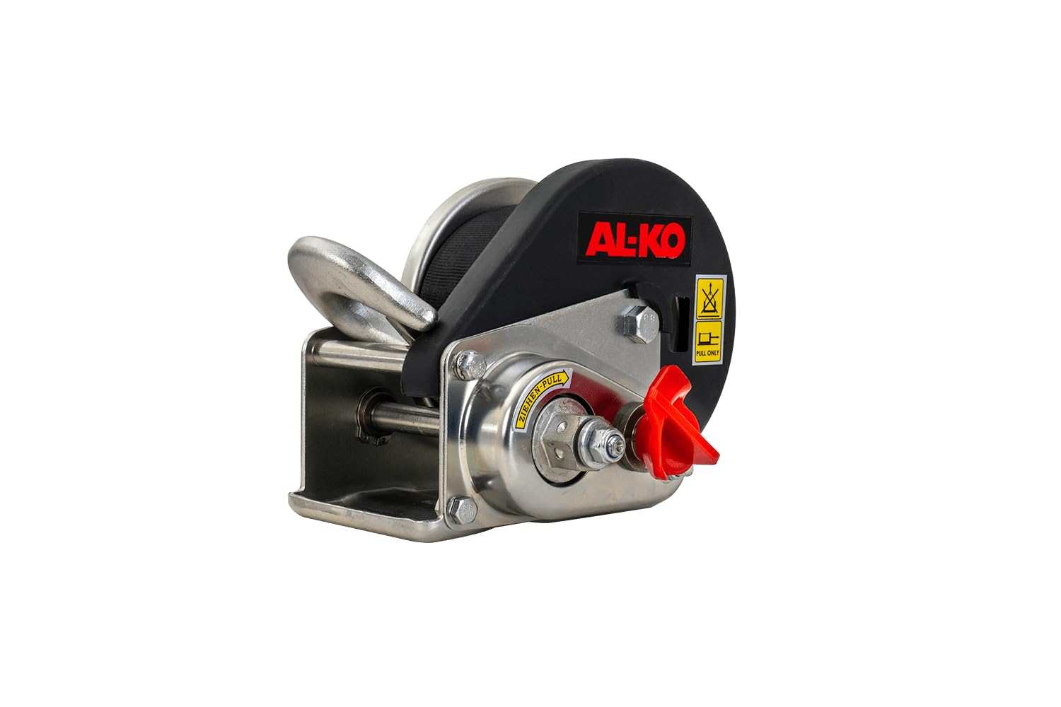 Treuil AL-KO Basic avec frein • Type 450 A avec déroulement automatique • Avec bande de 6 m pour remorquer jusqu'à 450 kg.