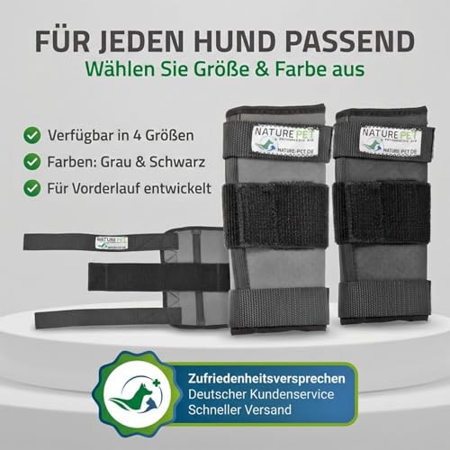 Medium Vorderlauf Bandage für Hunde, Karpal Gelenk- & Knochenschutz für Hunde - geeignet für leichte Gelenkinstabilitaeten - leichte Bänderdehnungen - Leckschutz und Verbandschutz nach OP (M)