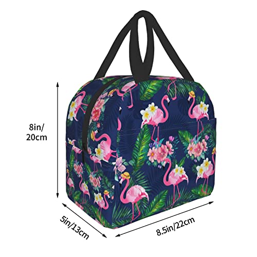 Odfovowo Portable Lunch Bags Flamingos Insulated Lunch Box Reusable Cooler Tote Bag With Front Pocket For Women Men Adults Work Picnic Trave #TOP4