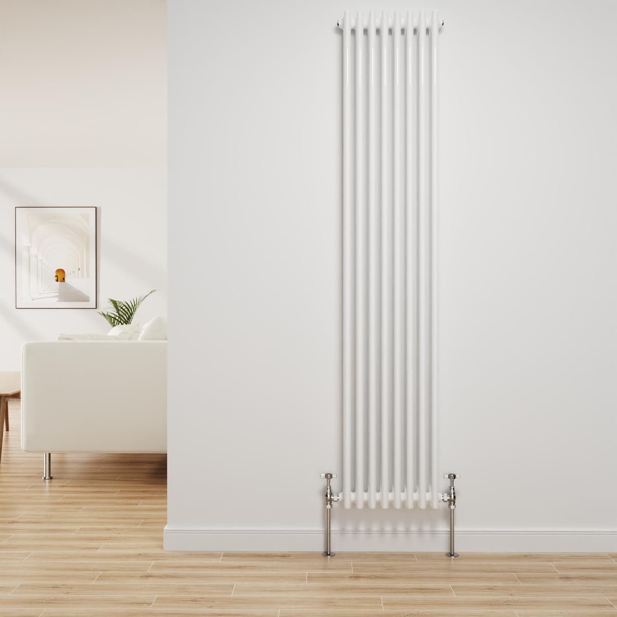 Nrg Gloss White Traditional Radiator Cast Iron 3 Column Vertical 1800X382mm