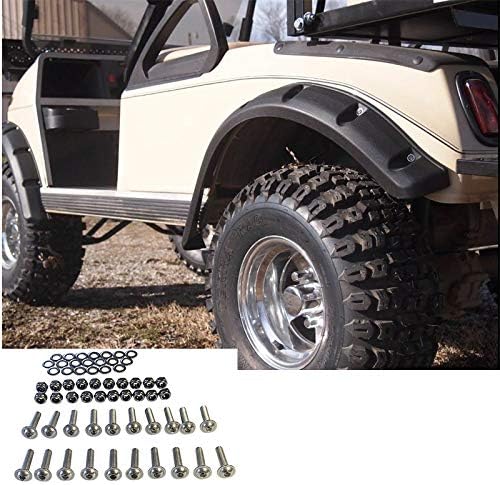 Huskey 4PCS Club Car DS Golf Cart Fender Flares with Stainless Steel Hardware for DS 1993 & Up G&E Models,Constructed of Impact-Resistant ABS plastic for Lifted Golf Cart with Offroad Tires