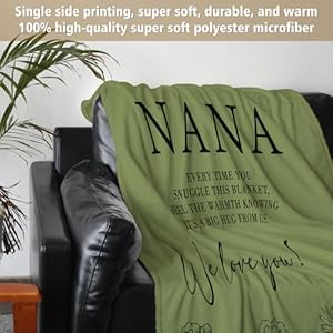 Nana Gifts, Gifts for Nana, Grandma Birthday Gift, Grandma Blanket from Grandkids, We Love You Blanket for Mothers Day Christmas 60" x 80", Grass Green Nana Gifts Gifts for Nana Grandma Birthday Gift Grandma Blanket from Grandkids We Love You Blanket for Mothers Day Christmas 60 x 80 Grass Green