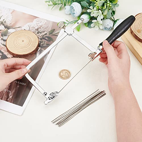 PandaHall U-Förmige Säge, Verstellbarer Sägerahmen mit 12 Klingen Professionell Spiralsäge Juweliersägenrahmen U-Schlitzstift mit Klemme Metallsäge für Holz Kunststoff Brett Schmuck