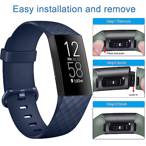 Image of Tobfit Watch Strap Compatible with Fitbit Charge 4 / Fitbit Charge 3 (Watch Not Included), Removable Soft Belts for Charge 4 /3 Wristband, Smartwatch Band for Men Women