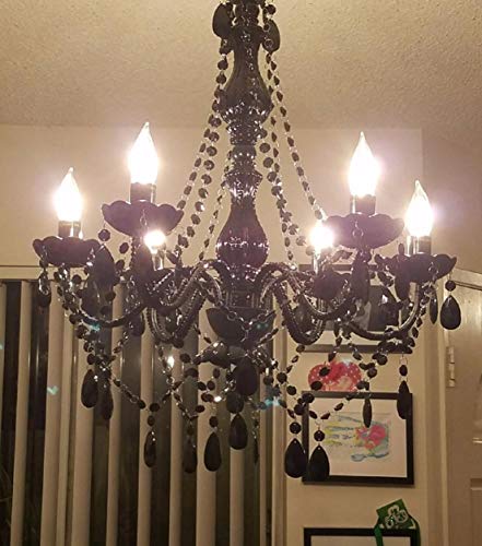 Image of The Original Gypsy 6-Light Plug-in Crystal Swag Chandelier, Black