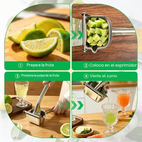 Exprimidor de limón manual, lemon squeezer de acero inoxidable 304 multiuso para cítricos 6
