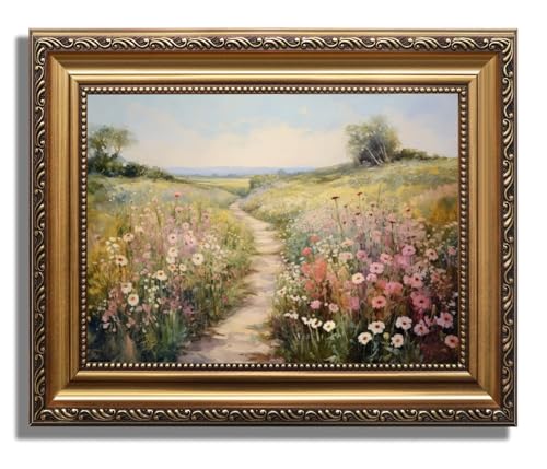 AGOLINE Vintage Gold Framed Wall Art(12x16in)- Wildflower Wall Art for Living Room Bedroom kitchen Canvas Prints Vintage Retro Home Décor