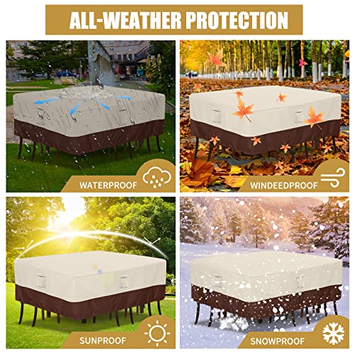 Simpelg Patio Furniture Covers, Outdoor Furniture Cover Waterproof, Outdoor Table And Chair Set Covers Heavy Duty 600D, Lawn Furniture Cover And Patio Dining Set Covers, Rectangular (130"X84"X28") #TOP6