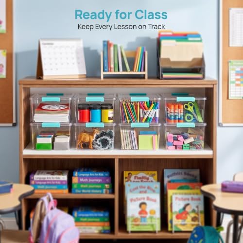 Image of Vtopmart 4 Pack 12 Qt Clear Craft Storage Bins with Lids and Latches | Stackable Plastic Storage Box for Art & Craft Supplies, Paper, Toys, BPA-Free Containers for Organizing
