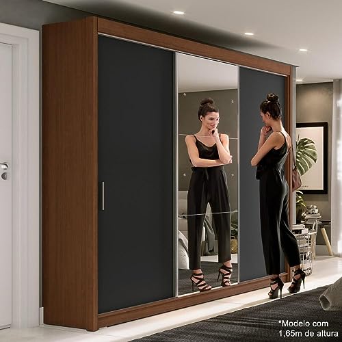 Guarda Roupa Casal com Espelho 3 Portas 4 Gavetas Viena Yescasa