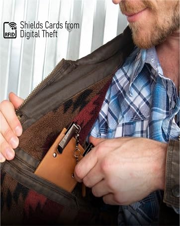 Image of RFID Blocking Boot Wallet with Security Chain & Zipper Lock Genuine Leather Wallets for Men and Women, Travel Wallet, Minimalist Leather Card Holder