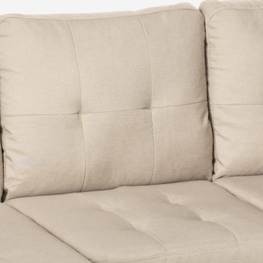 Produce Shop Divano Moderno angolare 3 posti Pouf 2 Cuscini Soggiorno Remissus - Beige