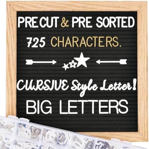 Felt Letter Board with Letters, Pre Cut & Sorted 725 Letters, Fir...