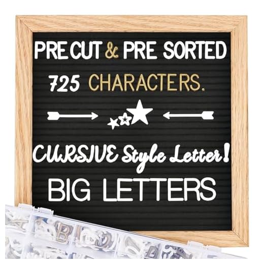 Felt Letter Board with Letters, Pre Cut & Sorted 725 Letters, First Day of School Board, 10x10 Inch Changeable Letter Boards Message Board, Classroom Decor Farmhouse Wall Decor Sign Board