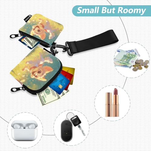 Cartoon Cute White Dog Women's Dual Wallets Business Card Cases Minimalist Coin Purse Wallet Bag with Zipper Coin Pocket for Woman 2 Pcs Recto Verso2