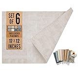 UnivoColors Faux Leather Placemat Set of 6,17' × 12' Double-Sided Design,Waterproof,Heat-Resistant,Easy to Clean,Perfect for Dining Table,Kitchen, and Party Decoration(Beige)