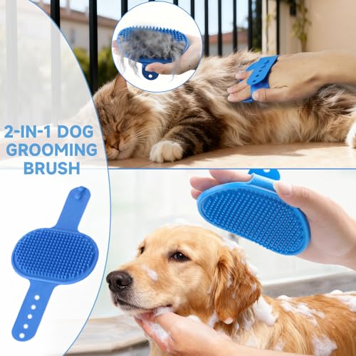 Image of 4PCS Dog washing kit,Dog Bath Brush | Dog Washing Gloves | Microfiber Large dog towel 56'' X 28'',Very suitable for bathing, swimming, outdoor activities, and camping for large and medium-sized dogs.