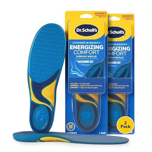 Image of Dr. Scholl's Energizing Comfort Women's Everyday Insoles with Massaging Gel - Clinically Proven, All-Day Energy and Comfort Inserts, Patented Triple Gel Design, Shock Absorbing, Arch Support: 2 Pairs
