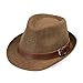 thuizen Men's and Women Mediterranean Panama Straw Fedora Fashion Travel and Vacation Visor Hat, Coffee