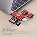 SD Card Reader, VOGEK 3-in-1 USB 3.0 / USB C/Micro USB Card Reader - SD, Micro SD, SDXC, SDHC, Micro SDHC, Micro SDXC Memory Card Reader for MacBook PC Tablets Smartphones - Red