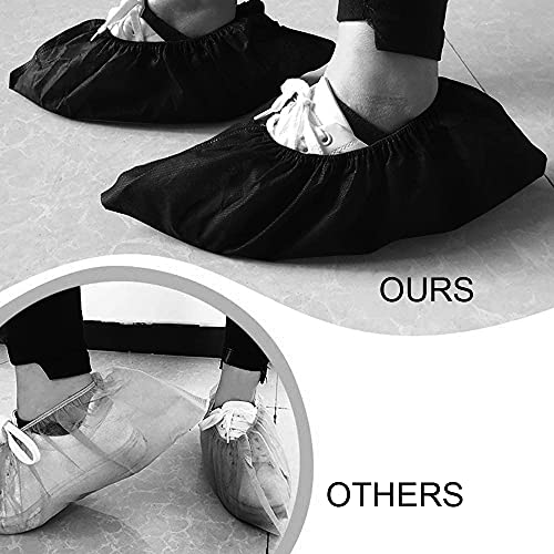Smaige Shoe Covers Disposable - 100 Pack (50 Pairs) Disposable Shoe & Boot Covers Non-Slip Dust-Proof Shoe Booties,One Size Fits Most (Black) #TOP1