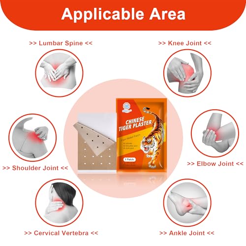60 PCS Tiger Patches, Heat Patches, Chinese Red Tiger Hot Capsicum Patch, Relieving Back, Knee, Neck and Shoulder, Joint & Muscle