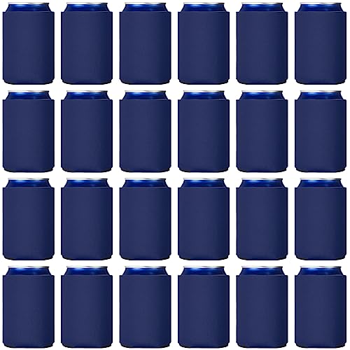 CHENGU 80 Pieces Can Coolers Soft Insulated Soda Cover Coolies Blank Can Covers Collapsible Can Cooler Sleeves Plain Can Sleeves for Soda Beverage DIY Customizable Weddings Party(Navy Blue)