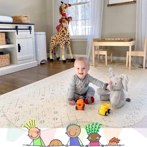 Yay Mats Stylish Extra Large Baby Play Mat. Soft, Thick, Non-Toxic Foam Covers 6 Ft X 4 Ft. Expandable Tiles With Edges Infants And Kids Playmat Tummy Time Mat (Carter Mudcloth Tan) #TOP1