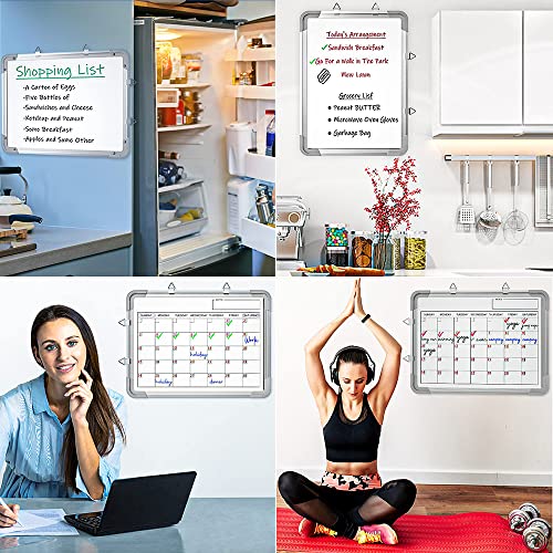 Dry Erase Board Calendar For Wall，16" X 12" Hanging Double-Sided Whiteboard Calendar. Magnetic Dry Erase Board. Portable Dry Erase Board For Office,School,Home,Kitchen,Drawing,Planning, Memo. #TOP5