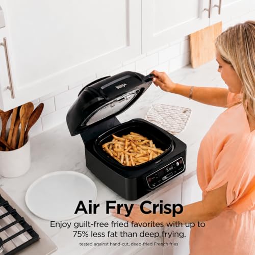 Image of Ninja Foodi Smart 5-in-1 Indoor Grill | With 4-Quart Air Fryer, Roast, Bake, Dehydrate, and Smart Cook System | Black | LG451BK