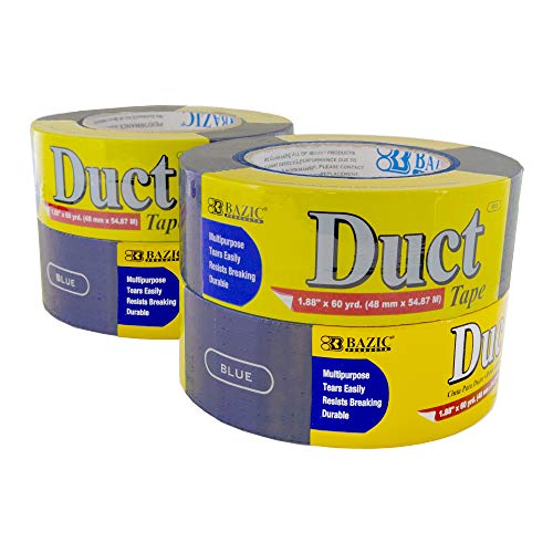 Image of BAZIC PRODUCTS Blue Duct Tape, 1.88 in x 60 Yd, 4-Pack | aggressive adhesive that tears by hand for repairs