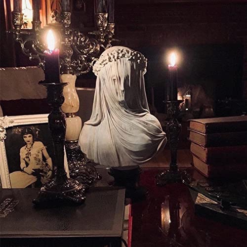 Enrotar Veiled Lady Bust, 9.8 Inch Maiden Bust Gothic Statue Handmade Sculpture Veiled Lady Cloaked Woman Home Decor Living Room Art Collection Decorative Objects cover