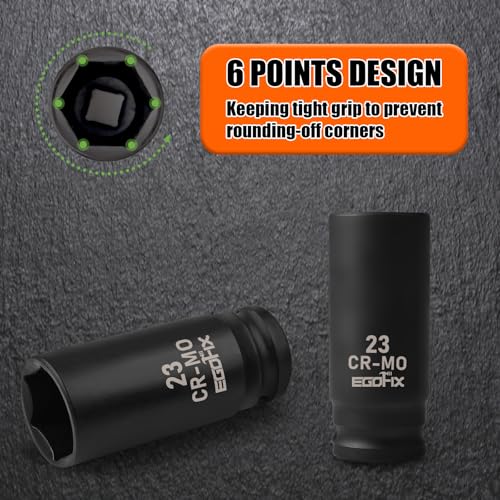Image of 1 /2 inch Drive Deep Impact Socket, 23mm Socket, CR-MO, Metric, 6 Point