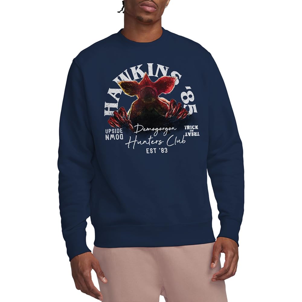 Stranger Things Men's Hawkins 85 Demogorgon Hunters Swe - Navy - S