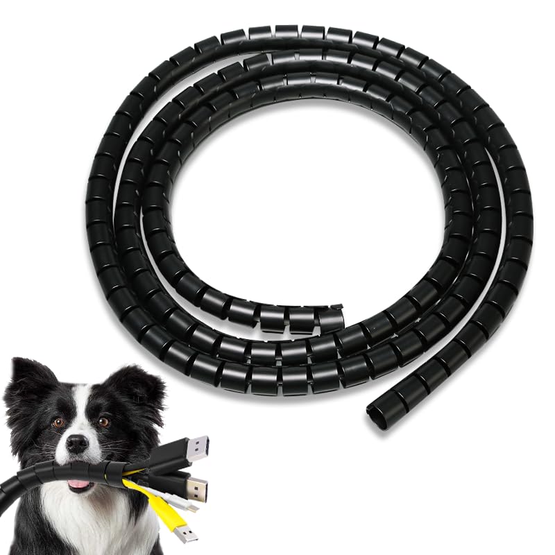 TenaLucy 5M Gaine Cable,Cache Cable Protecteur de Cordon pour Chien et Chat Gaine Spirale Flexible Gaine Cable Informatique Protege Cable Gaine Spiralé pour...