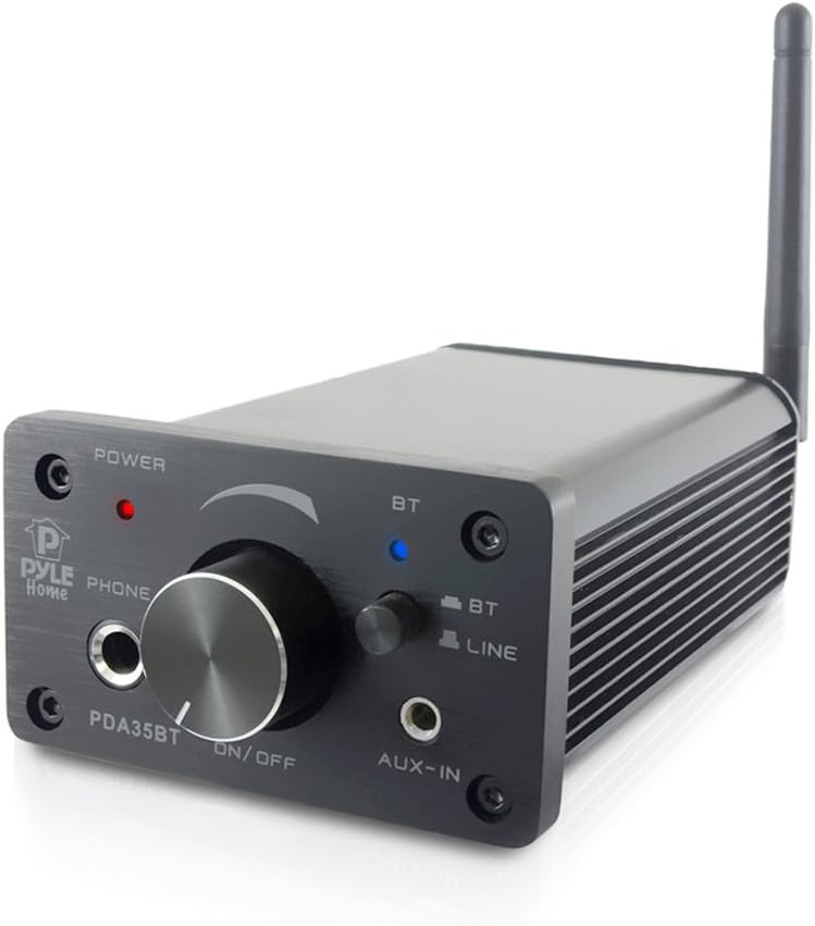 Pyle PDA35BT 100 Watt Mini Bluetooth Power Digital Class D Amplifier & Headphone Amplifier with Two Aux Inputs - 2 Channel Stereo Output - Portable Compact