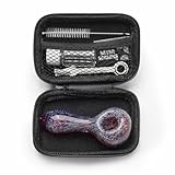 4' Gorgeous Tobacco Pipe Set, Collectible Smoking Pipe with Cleaner Tamper Tool Black Carrying Case, Complete Pipe Accessories Kit(Red)