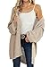 Maroway Women's Chunky Knit Cardigan Open Front Batwing Sleeve Sweaters Khaki