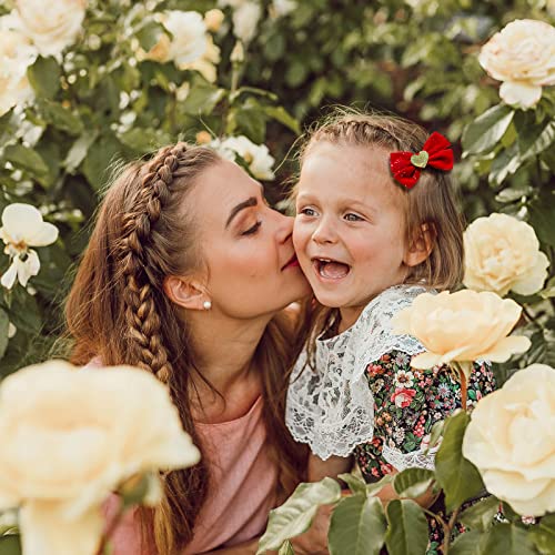 Red Velvet Hair Bows Girls 3" Glitter Valentines Christmas New Year Alligator Clips Barrettes Little Baby Kids Toddler Teen Back School Wedding Spring Kawaii Handmade Decor Accessories Gift #TOP4