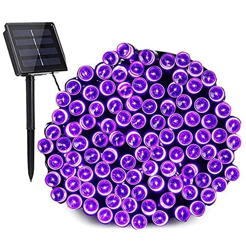 PhilzOps Halloween Guirlande Lumineuse Solaire, 22M 200 LED Noël Guirlande Solaire Exterieur 8 Modes Étanche Décoration Sapin de Noël Lumière pour Jardin Patio Mariage Fête Anniversaire, Violet Cover